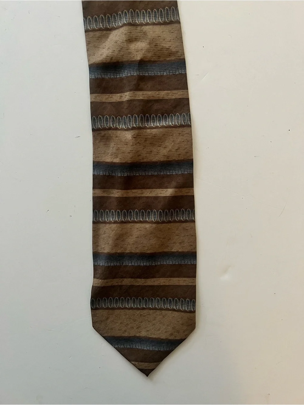 Dockers Khakis Brown Tie with Blue and Cream Stripes